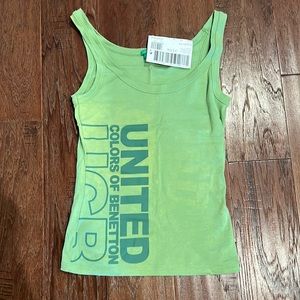 United Colors of Benetton Womens Green Graphic Tank Top NWT